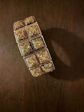 Gold Glitter Square Stretch Bracelet